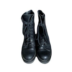 MOMA Black Leather Lace Up Combat Style Boots Size 36 1/2